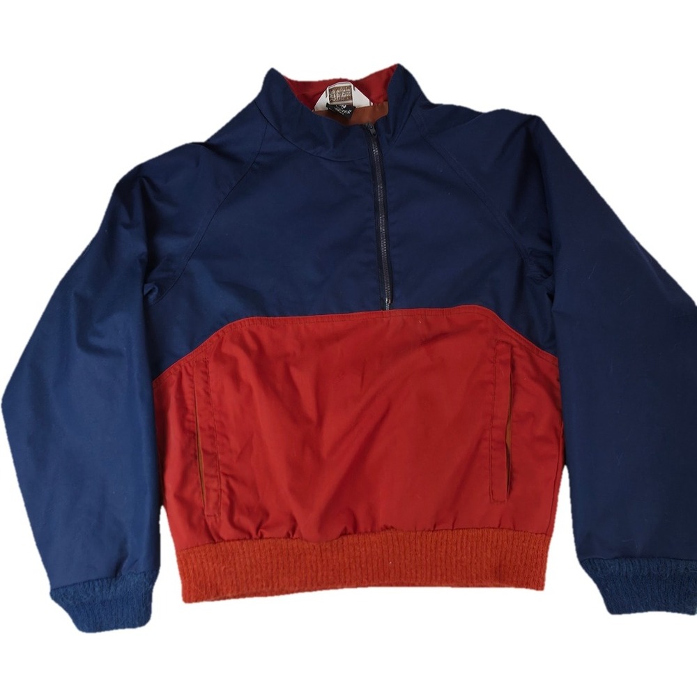 REI Gore-Tex Pullover Jacket Mens Blue Red Vintage Colorblock Quarter Zip